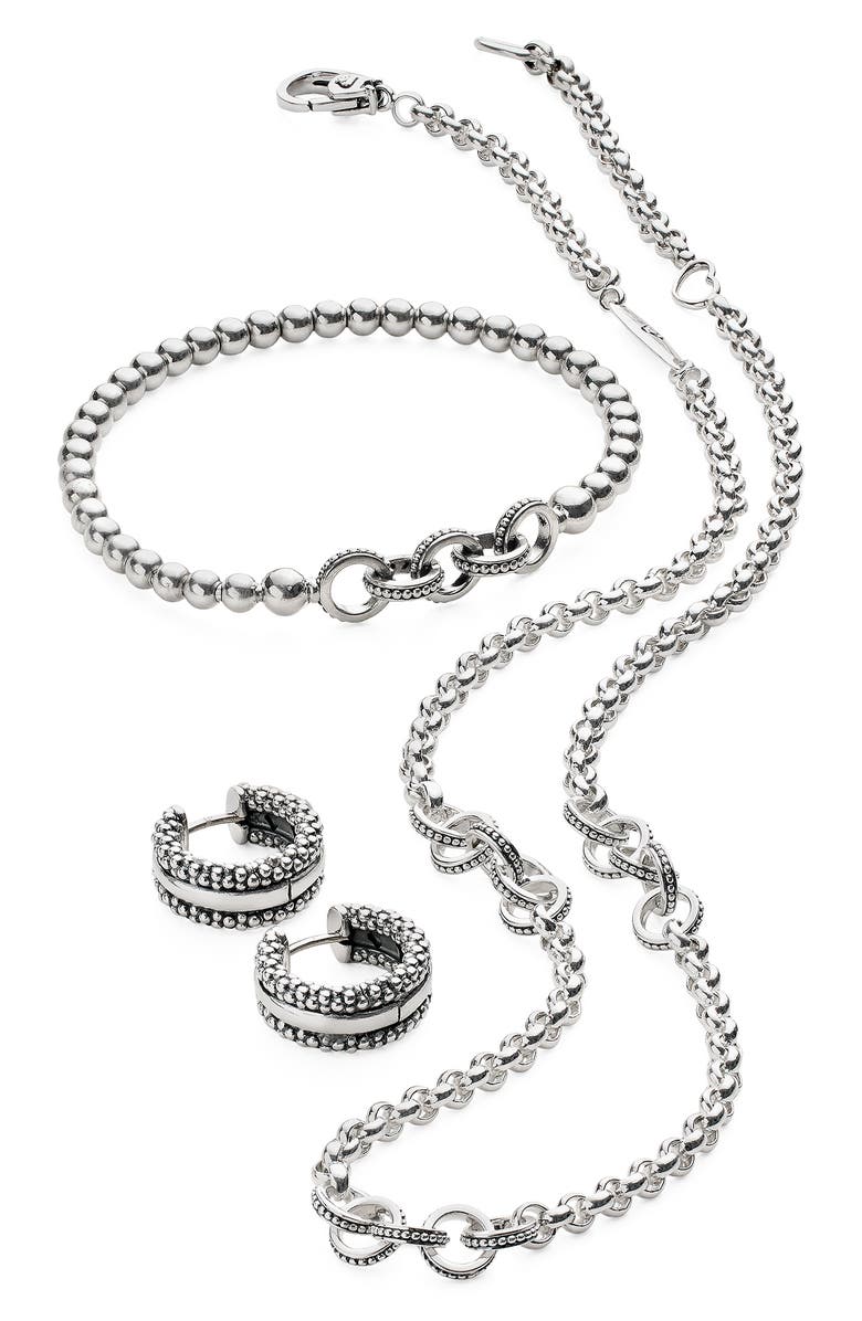 LAGOS Signature Caviar Huggie Hoop Earrings, Alternate, color, Silver