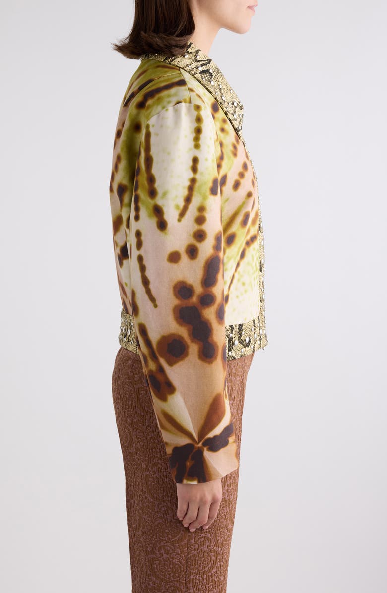 Dries Van Noten Vurano Studded Mixed Media Jacket, Alternate, color, Olive