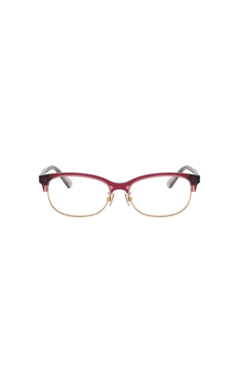 COACH 53mm Rectangle optical glasses, Alternate, color, Pink