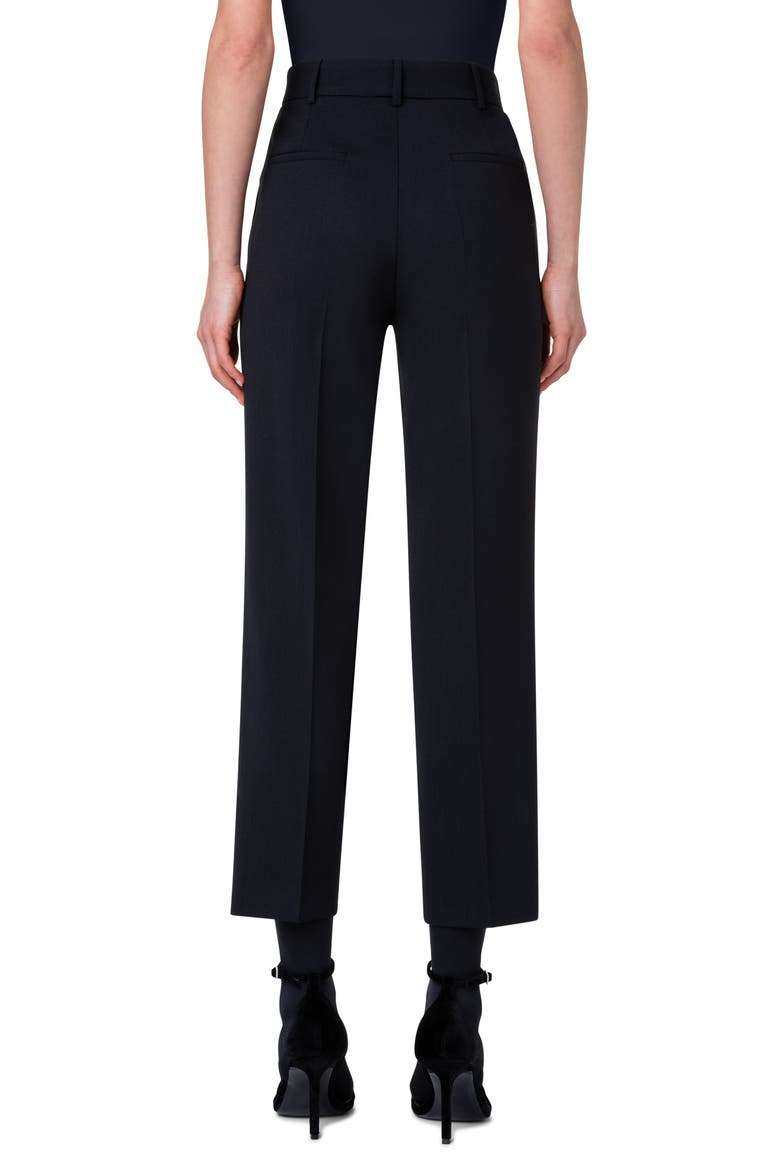 Feryn Stretch Virgin Wool Crepe Ankle Pants, Alternate, color, BLACK