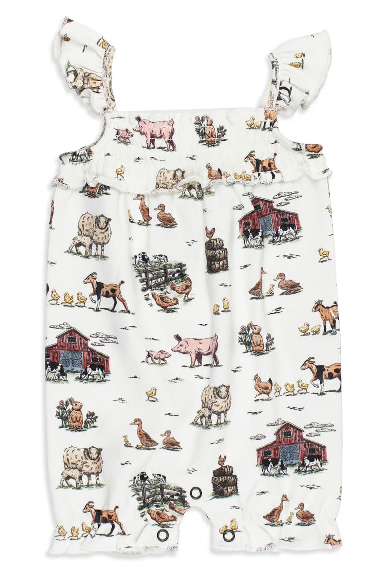 Organic Cotton Bubble Romper, Main, color, FARM FRIENDS