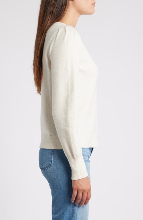 CASLON CASLON® PUFF SLEEVE COTTON BLEND CREWNECK SWEATER