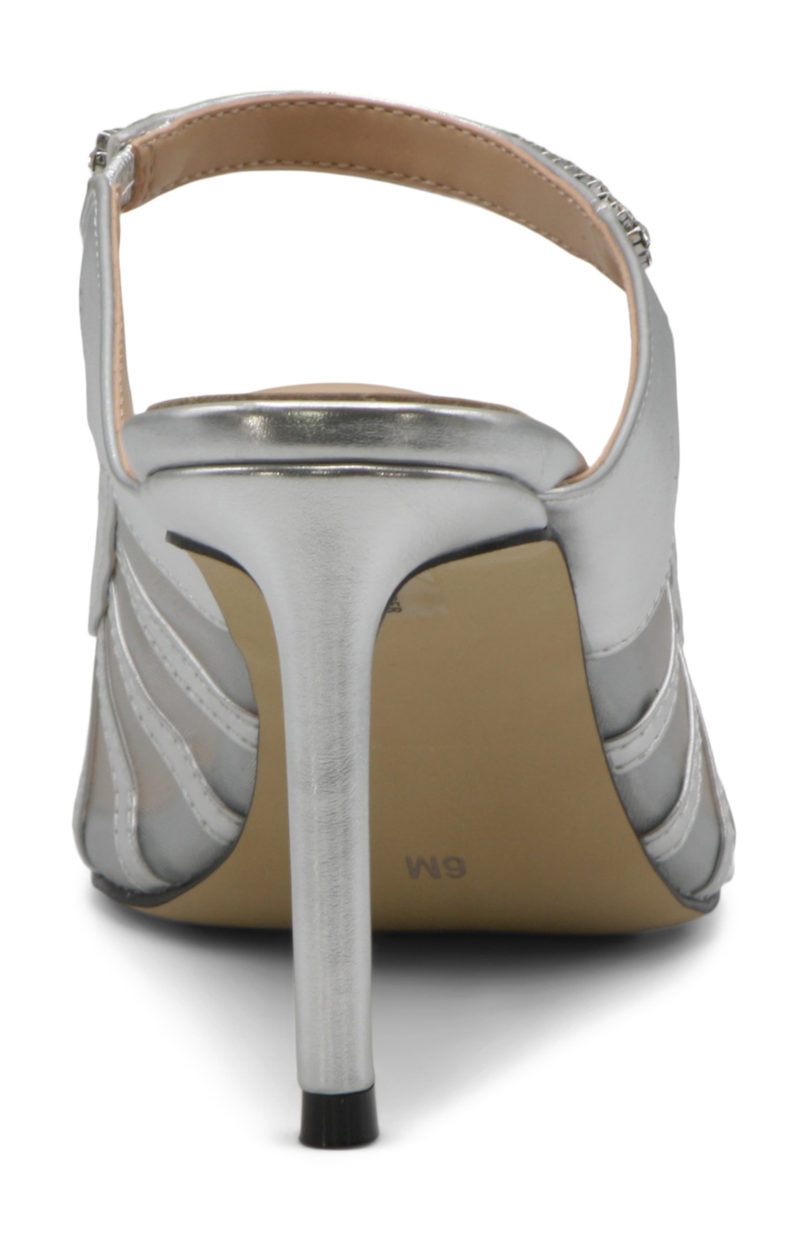 Charles by Charles David Swell Crystal Strap Mesh Mule, Alternate, color, Silver-Memt