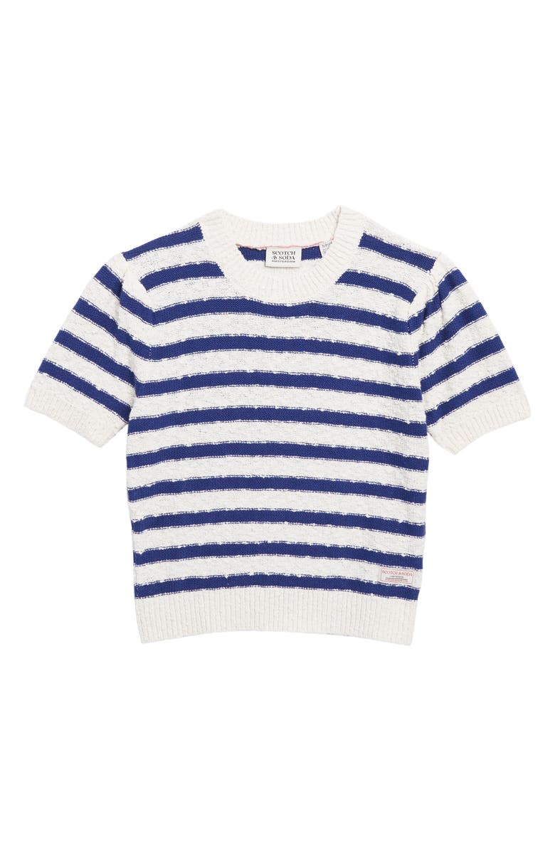 Scotch & Soda Kids' Stripe Short Sleeve Sweater, Main, color,