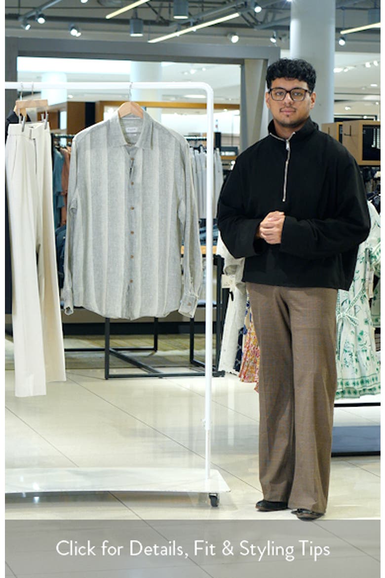 Julian Shaped Fit Shadow Stripe Linen Button-Up Shirt video