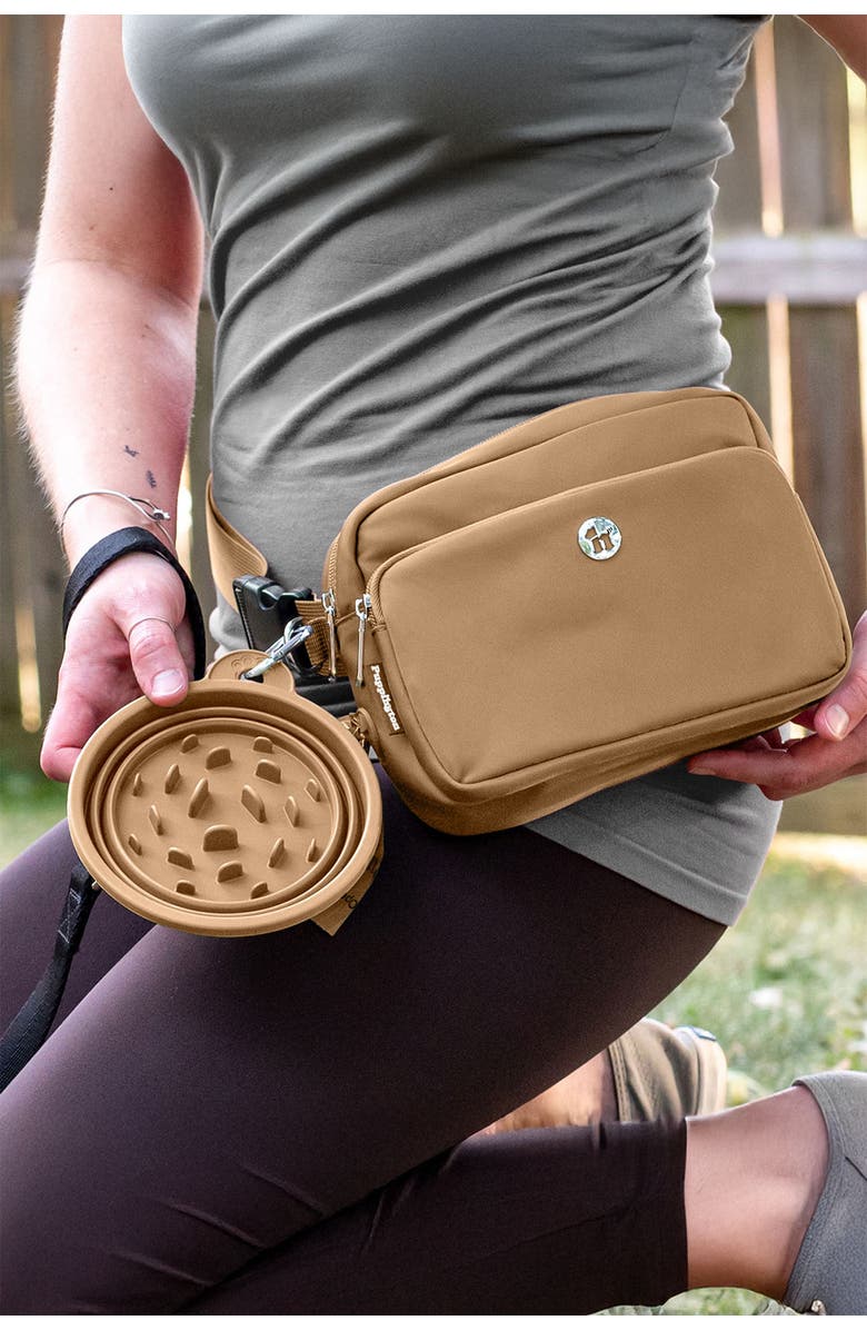 Puppington Walk Star Kit 3-in-1 Dog Walk Bag & Bowl plus Matching 90 Refill Dog Waste Bags, Alternate, color, Latte Beige
