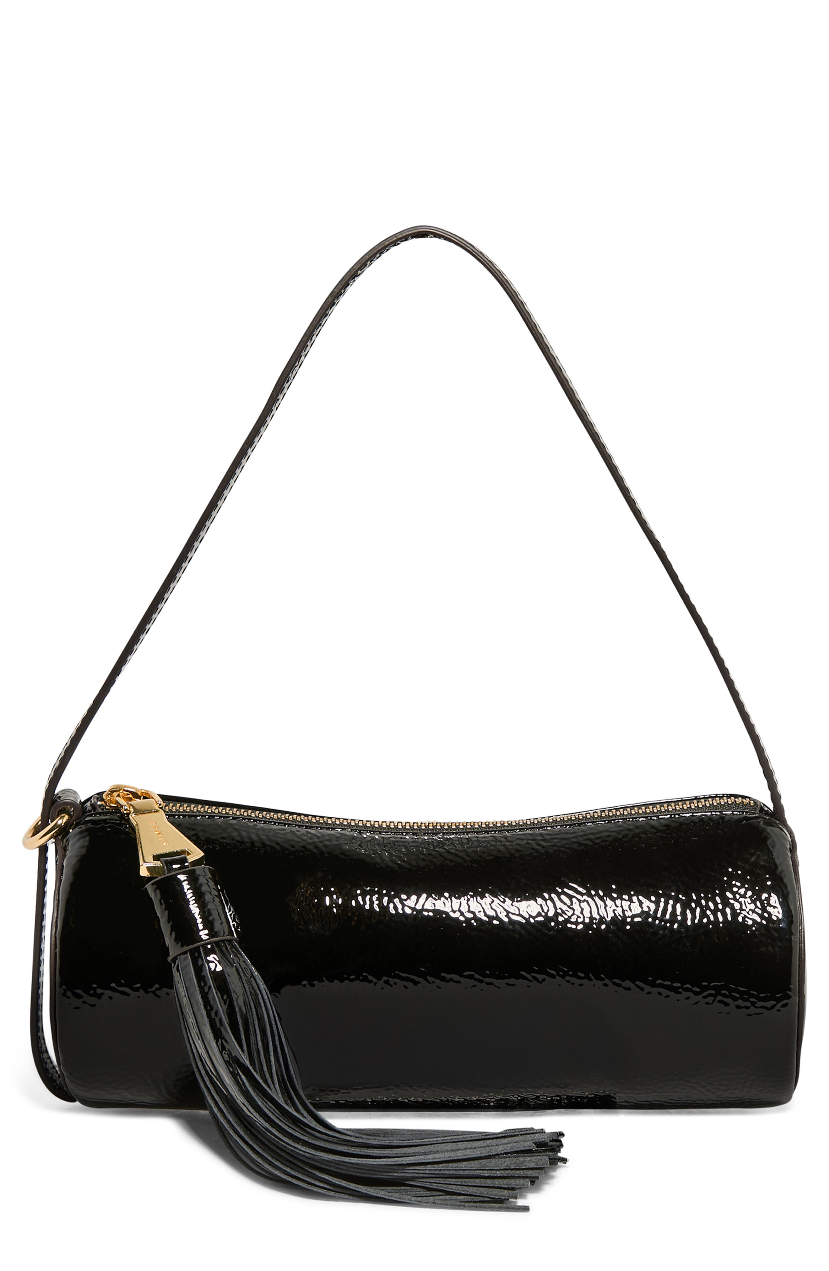 Aimee Barrel Leather Shoulder Bag In Black