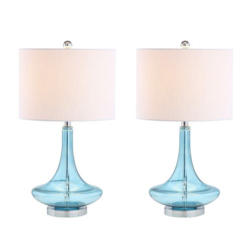 Jonathan Y Cecile 25.5" Glass Teardrop Led Table Lamp In Aqua