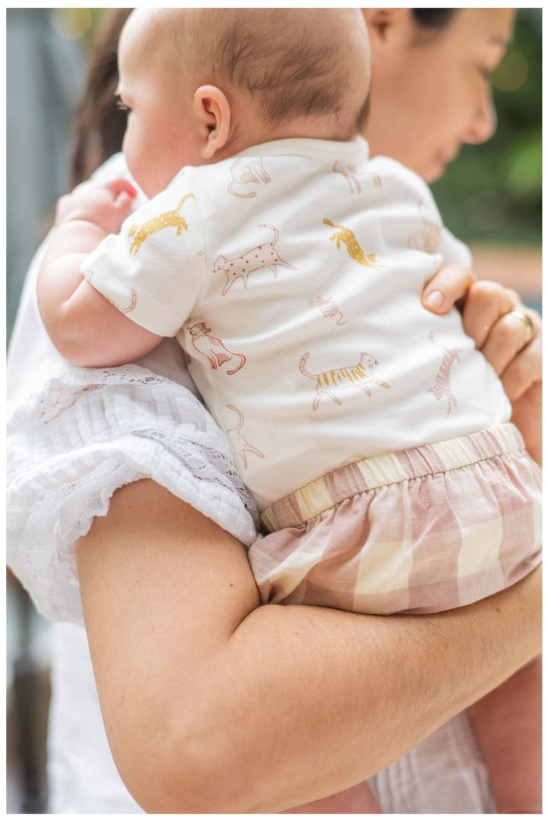 Copy Cat Print Organic Cotton Bodysuit, Alternate, color, COPY CAT
