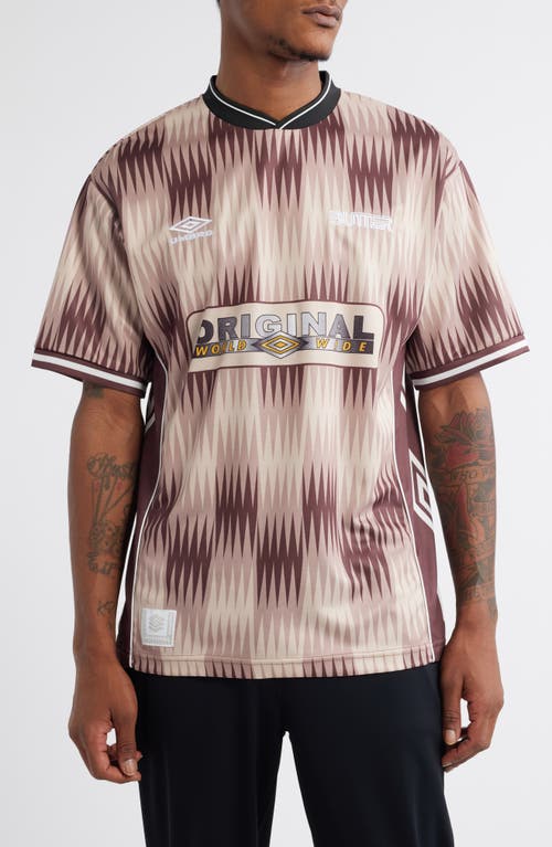 Butter Goods x Umbro Optical Short Sleeve Soccer Jersey in Brown /Taupe 