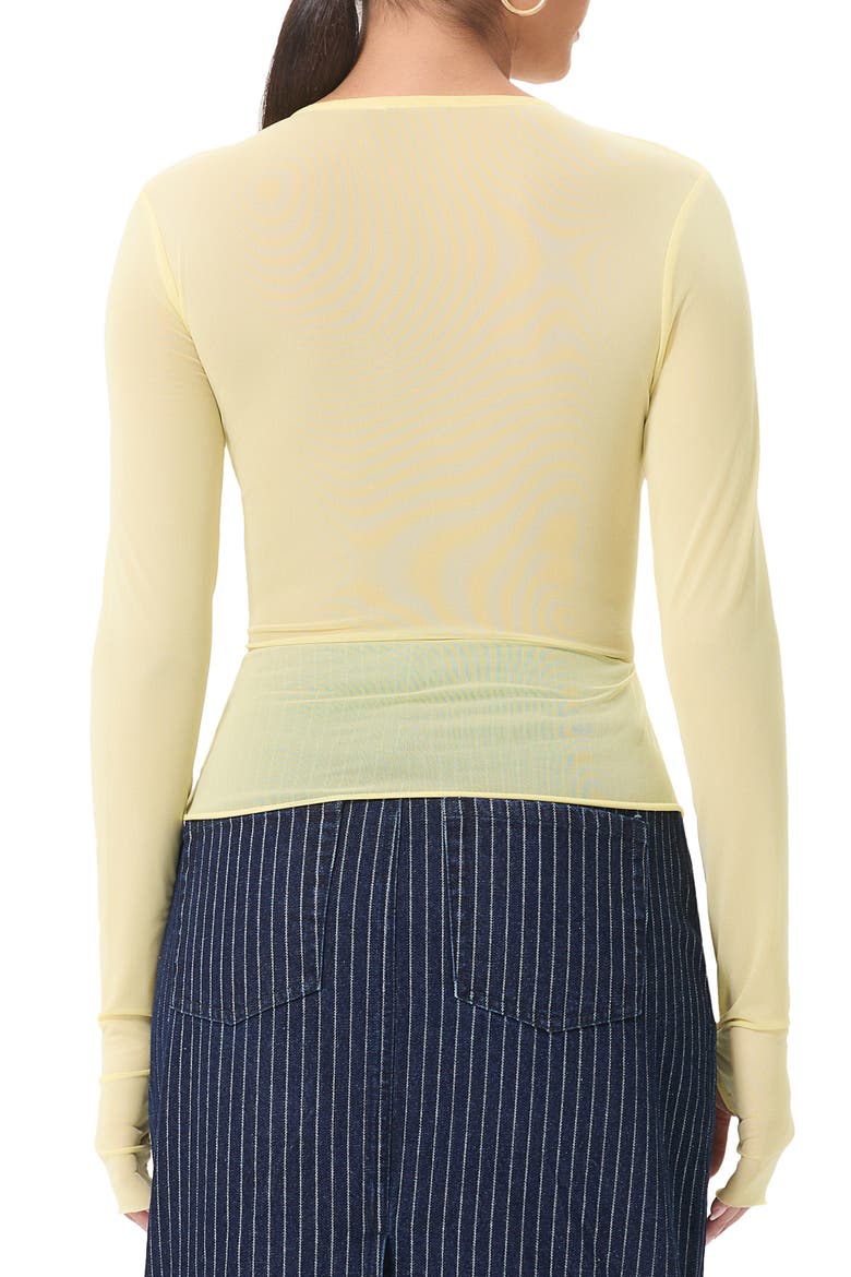 Cane Tie Front Mesh Panel Top, Alternate, color, BUTTERCUP