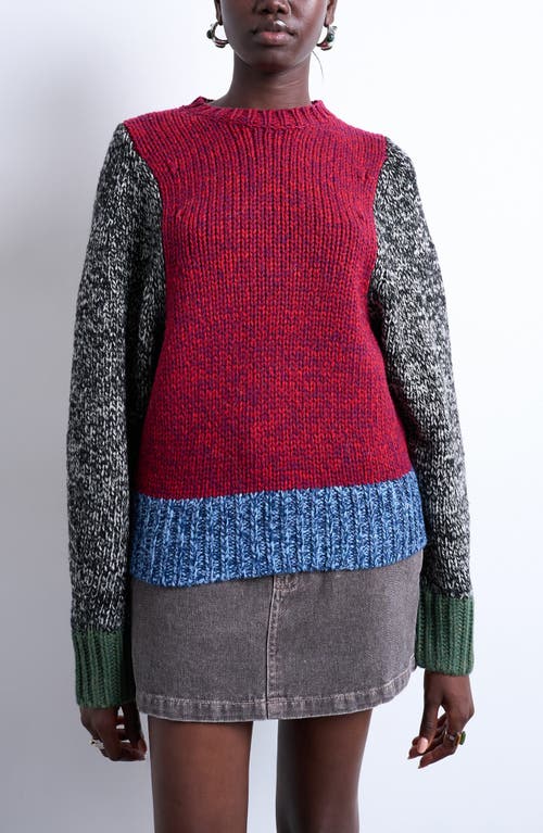Topshop Colorblock Crewneck Sweater In Multi
