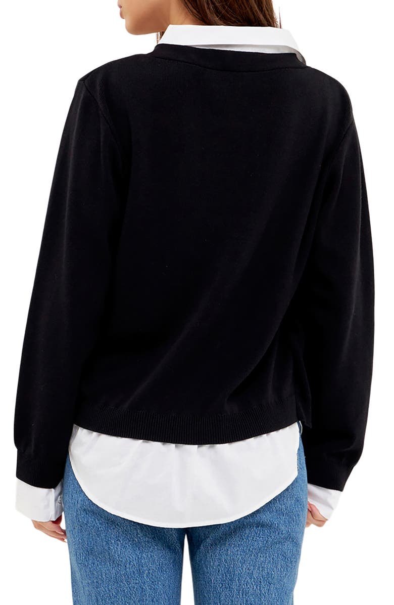 English Factory Mixed Media Layered Cardigan, Alternate, color, 