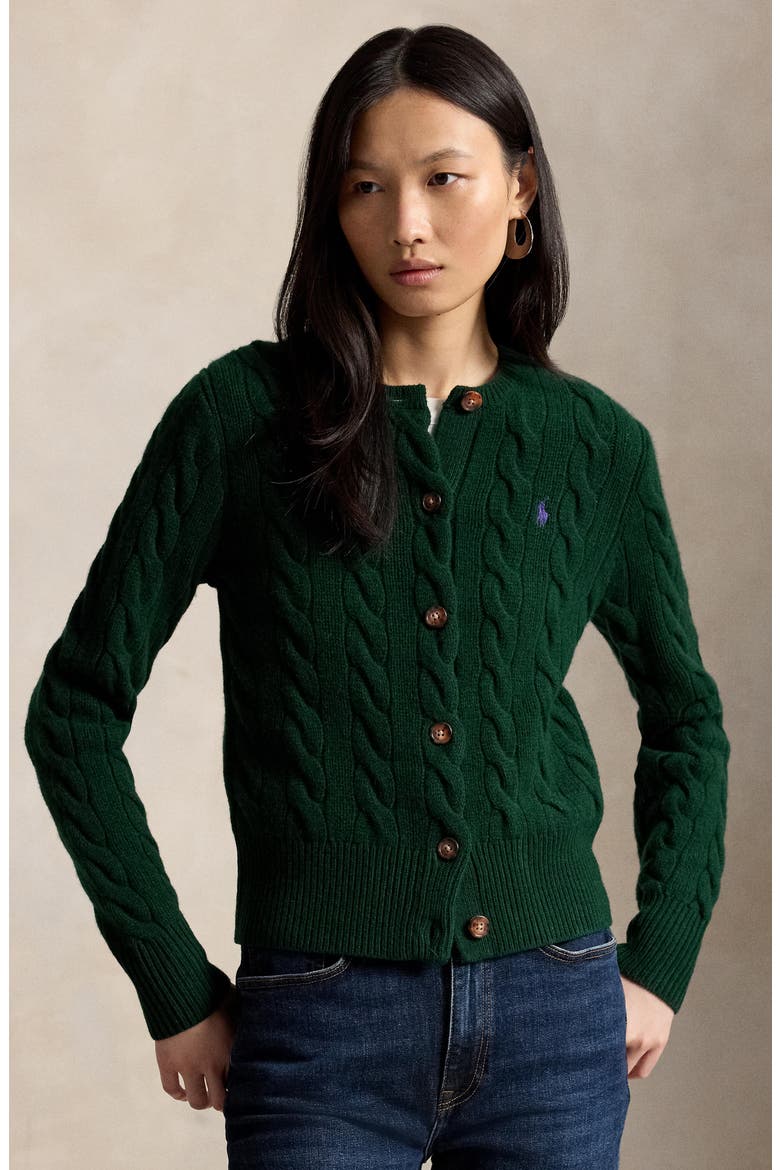 Wool & Cashmere Cardigan, Alternate, color, GREEN