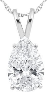Bliss Diamond 3 Ct Pear Shape Solitaire Lab Grown Diamond Pendant 14k Gold Necklace