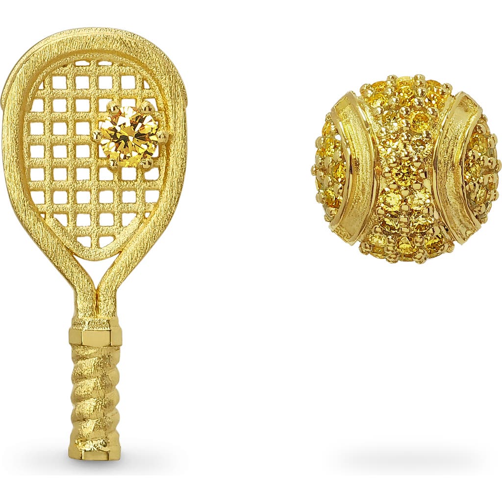 Pascal The Tennis Stud Earrings, Yellow Diamond Pavé In Gold