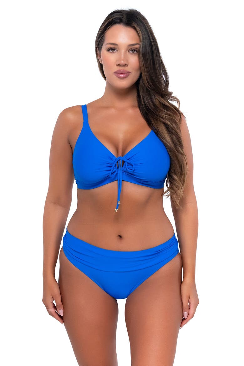 Kauai Keyhole Bikini Swimsuit Top - DD Cup, Alternate, color, Harbor Blue Sandbar Rib