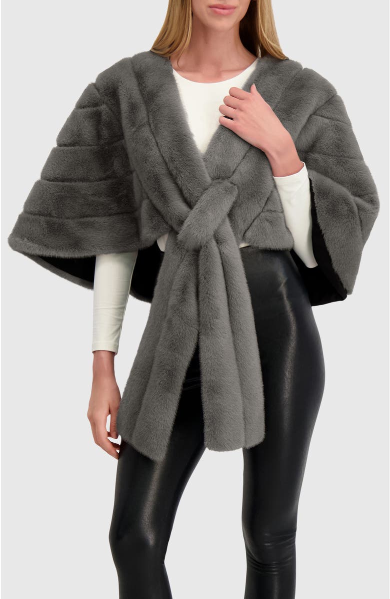 Lyla Grant Fur-Free Mink (Faux Fur) Stole, Alternate, color, Dark Gray