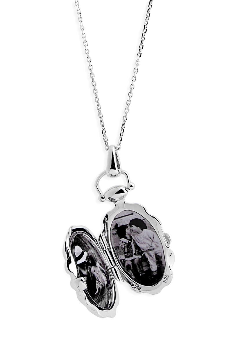Petite Sunburst Locket Necklace, Alternate, color, STERLING SILVER