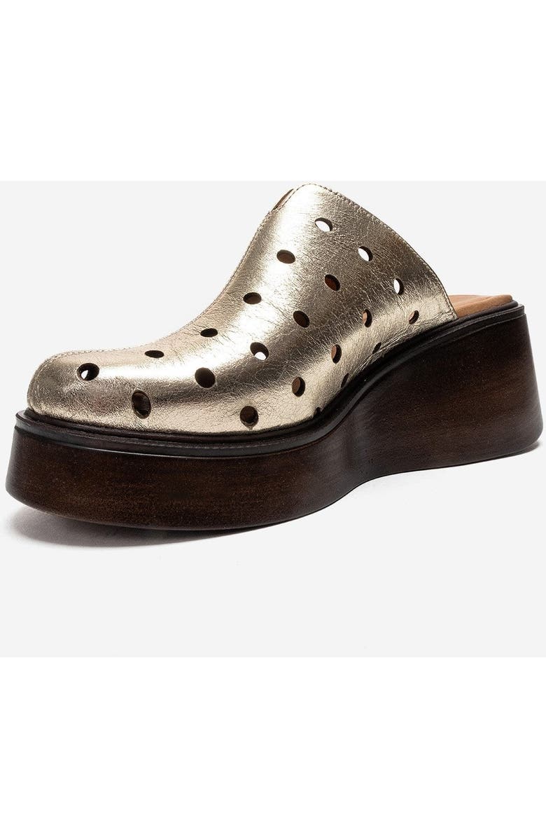 Forever & Always Shoes Nives Leather Wedge Sandal, Alternate, color, Gold