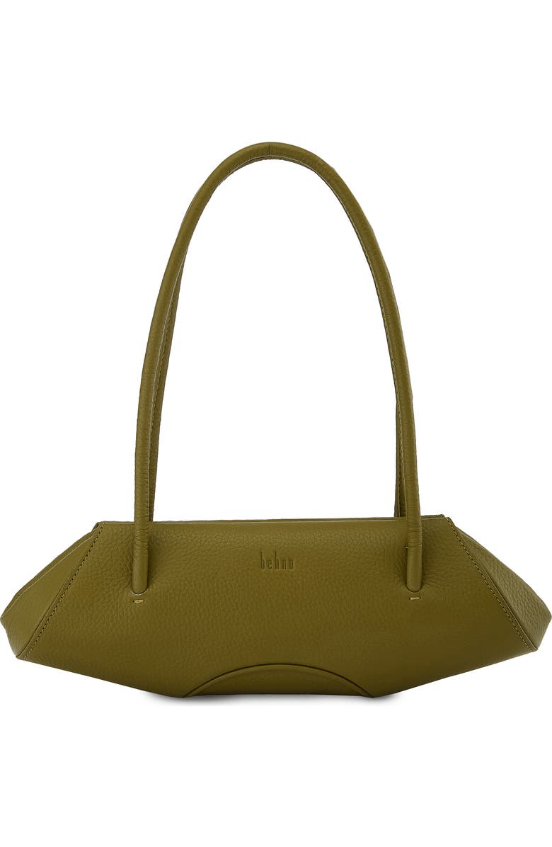 behno Mini Elizabeth Baguette Pebble Leather Shoulder Bag, Main, color, Olive