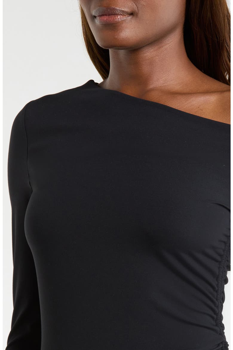 Cloud Off the Shoulder Drawstring Detail Top, Alternate, color, BLACK