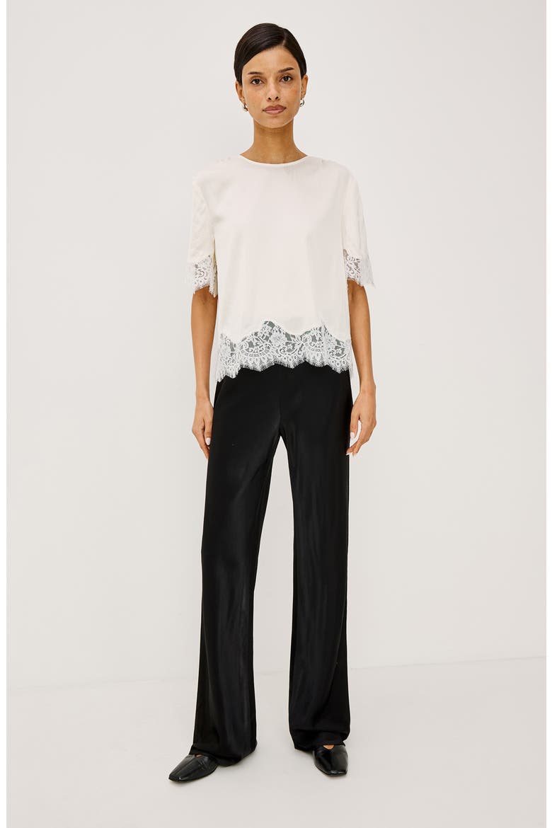 Sonora Lace Trim Short Sleeve Top, Alternate, color, IVORY