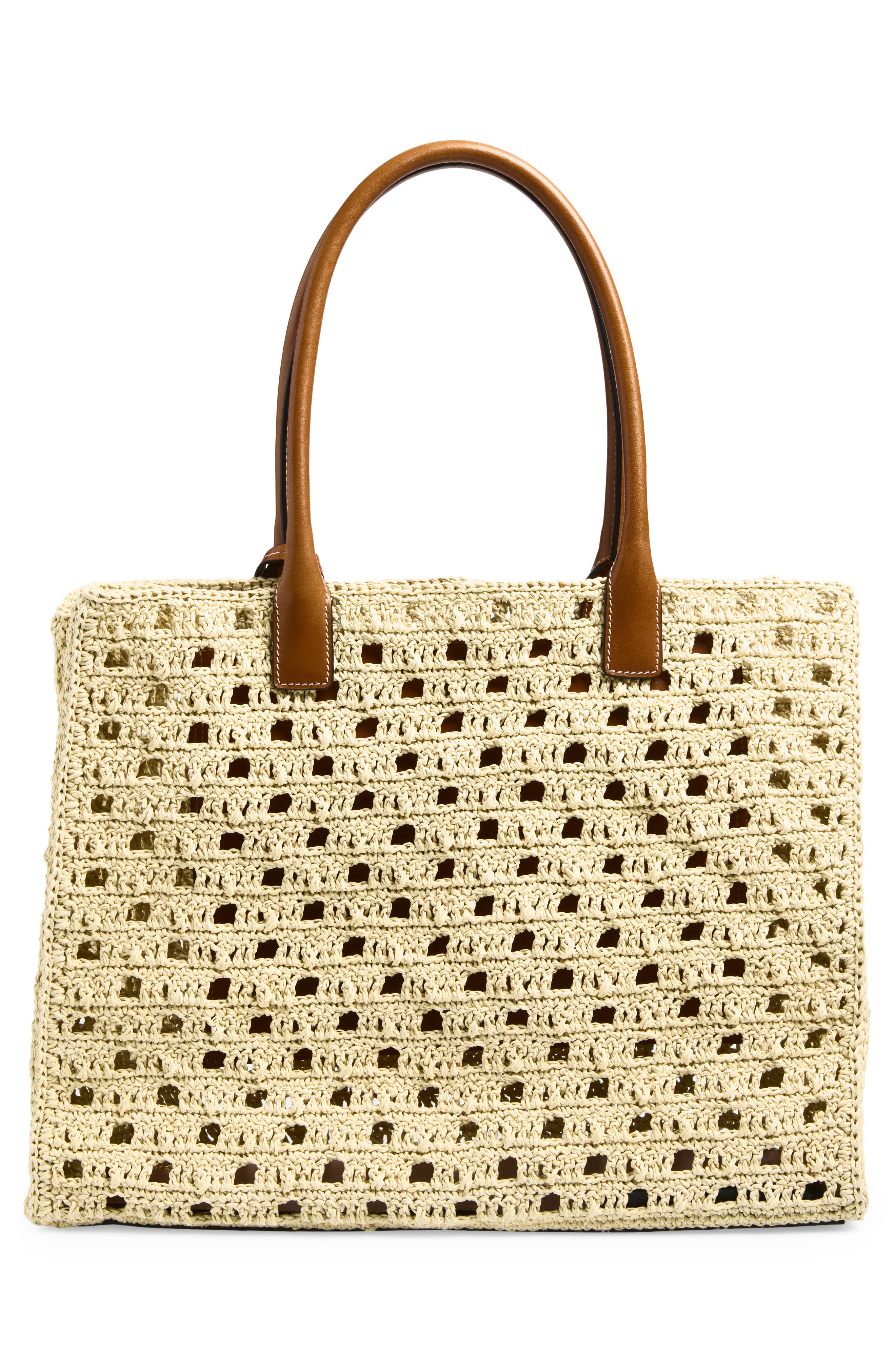 Versace Crochet Tote, Alternate, color, Natural Ambrer Gold
