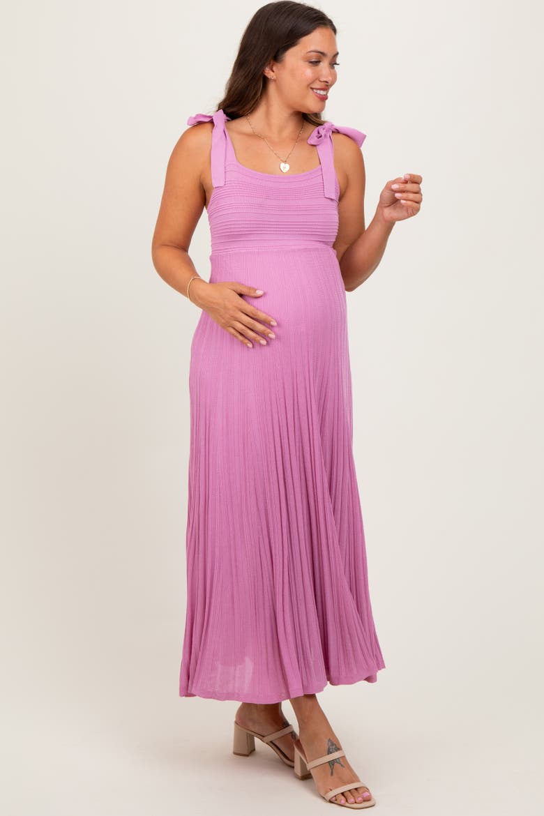Textured Knit Shoulder Tie Midi Dress, Alternate, color, Mauve