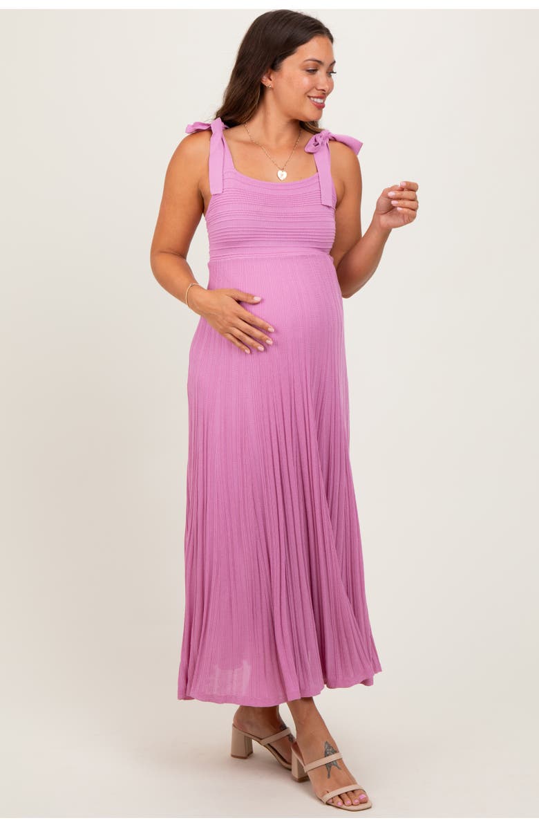 PinkBlush Textured Knit Shoulder Tie Midi Dress, Alternate, color, Mauve