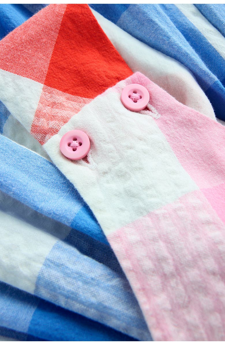 Mini Boden Kids' Harper Colorblock Plaid Cross Back Cotton Sundress, Alternate, color, Gingham Hotchpotch