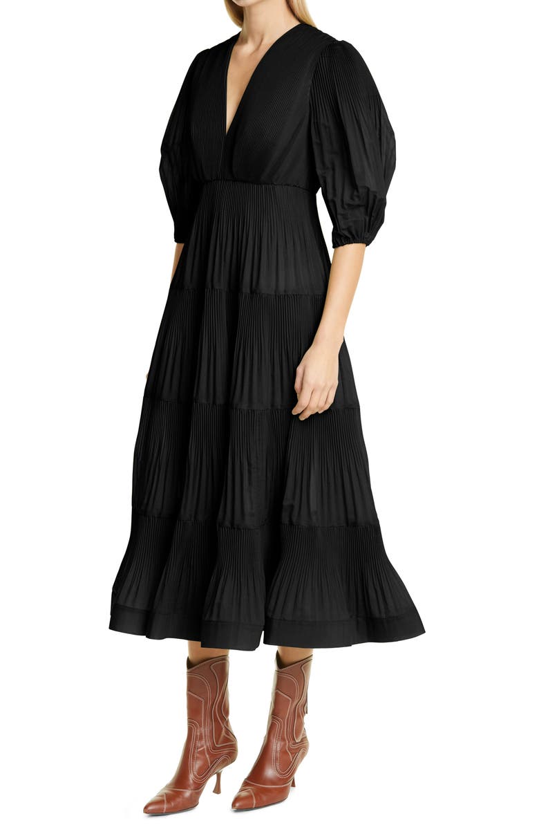 Zimmermann Pleated Balloon Sleeve Tiered Dress, Alternate, color, 