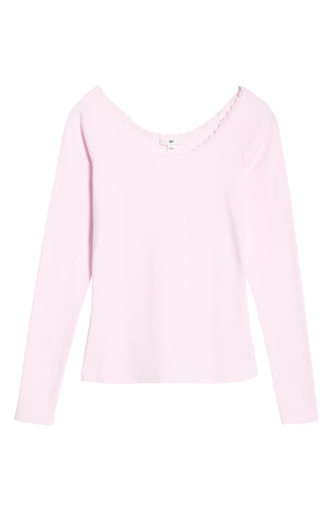 Lace Trim Long Sleeve Top