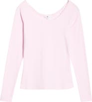 BP. Lace Trim Long Sleeve Top