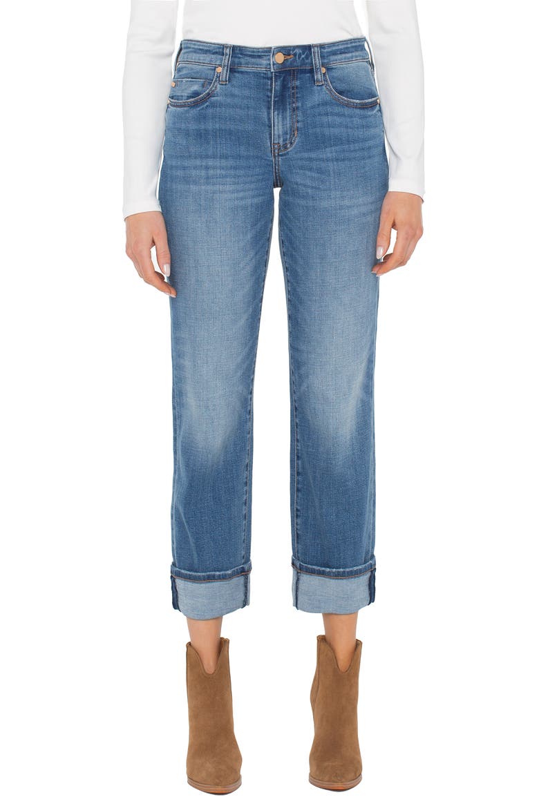 Marley High Waist Cuff Girlfriend Jeans, Main, color, CAMPUS