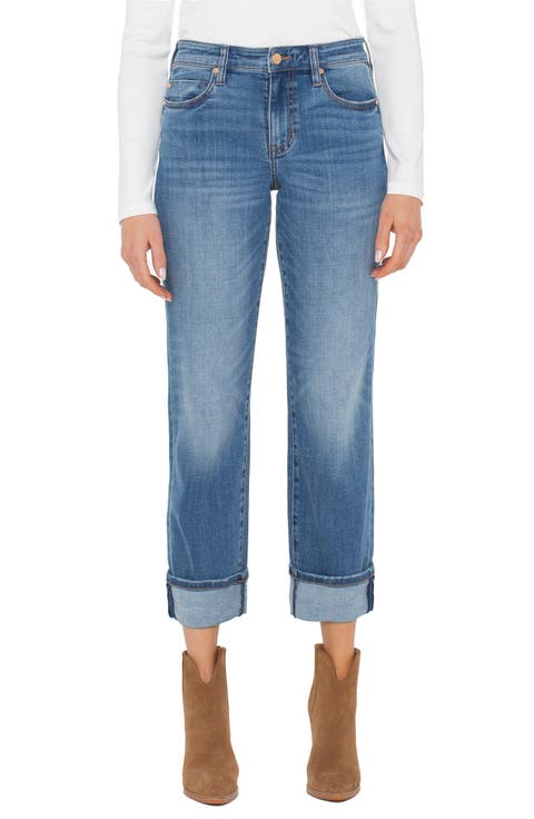Marley High Waist Cuff Girlfriend Jeans (Conway)