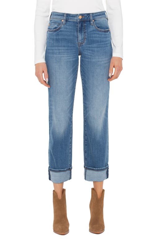 Liverpool Los Angeles Marley High Waist Cuff Girlfriend Jeans In Brown