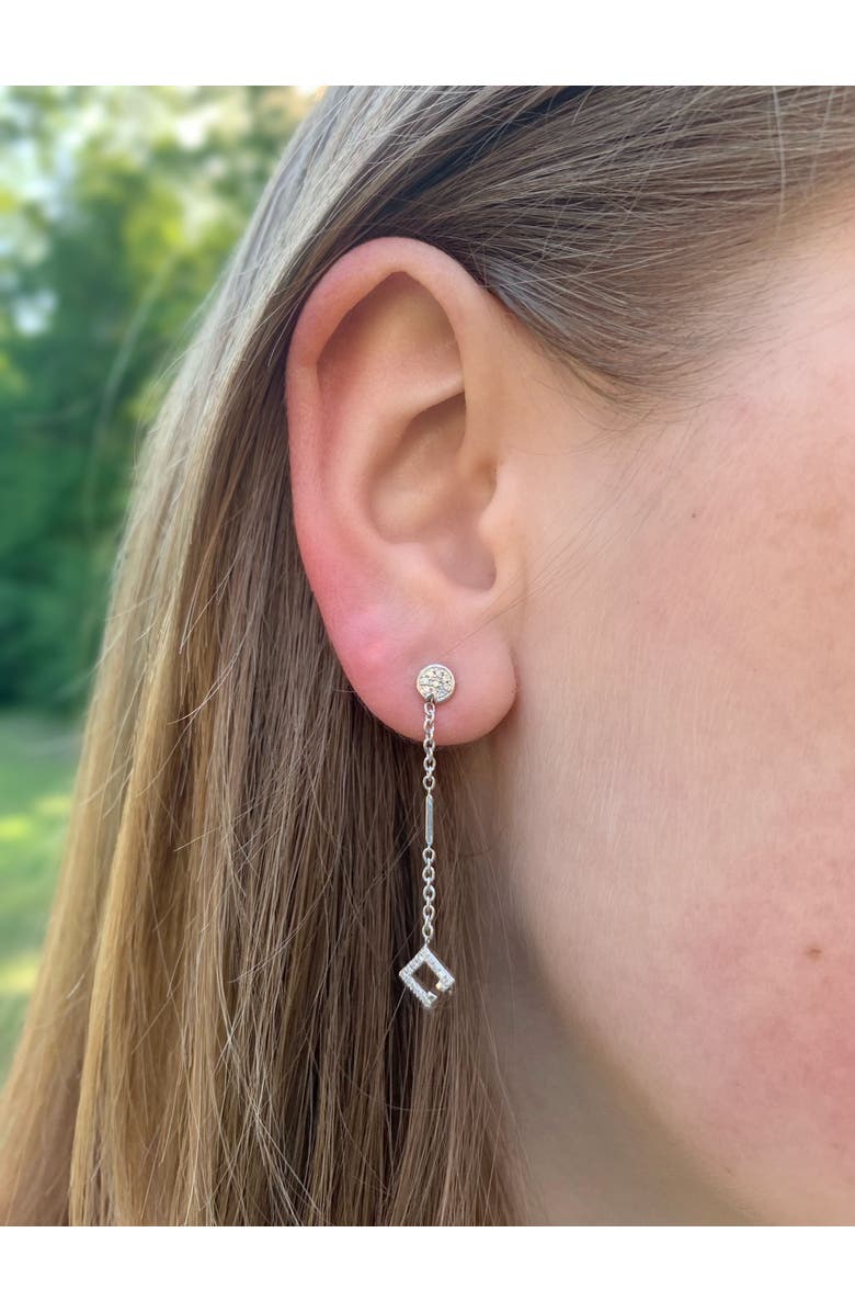 LuvMyJewelry Straight Lace Square Street Sterling Silver Diamond Earring, Alternate, color,