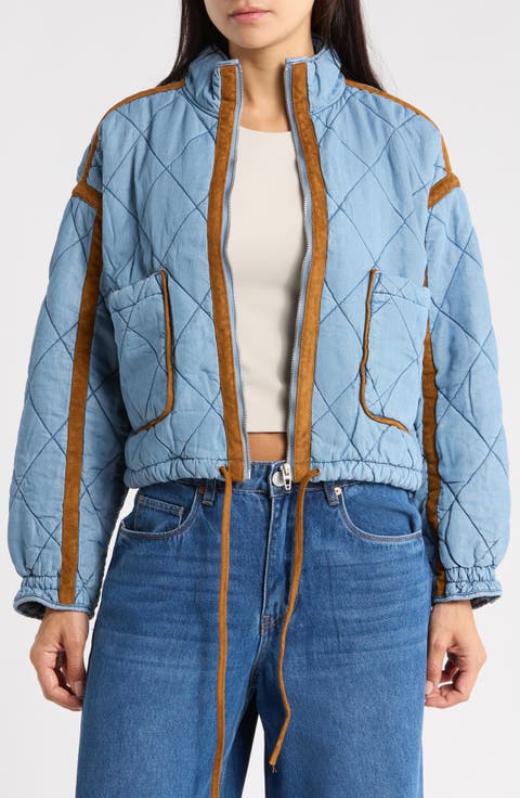 Quilted Denim Bomber Jacket