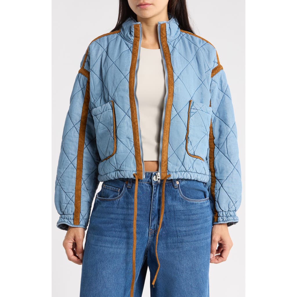 Blanknyc Quilted Denim Bomber Jacket In Rustic Ridge