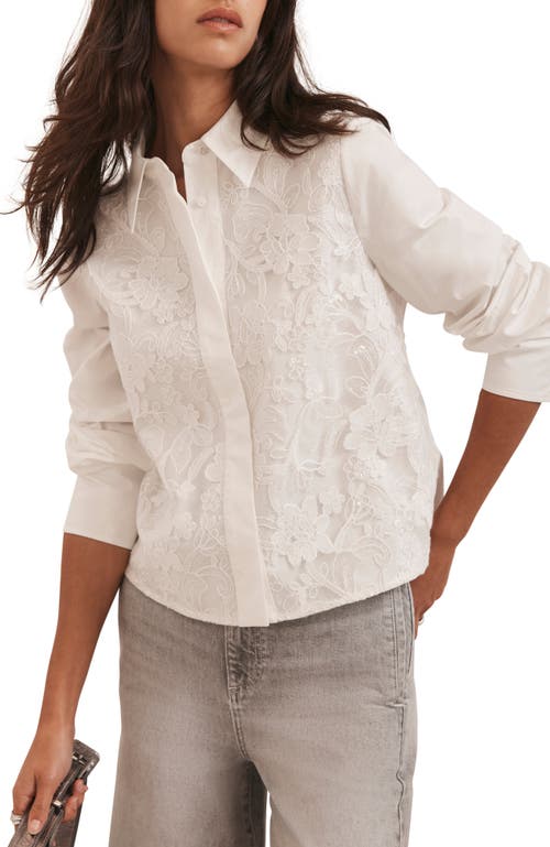 Mint Velvet Sequin Lace Cotton Shirt In Black