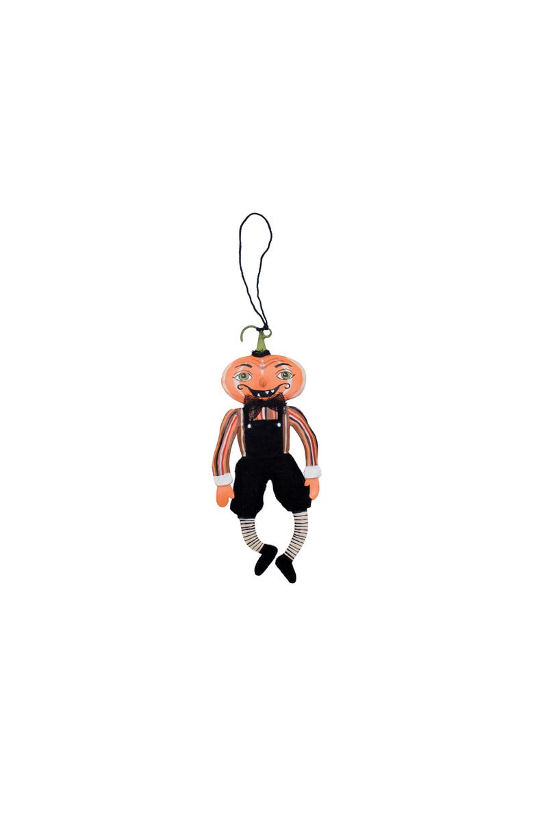 Gallerie II Gilbert Pumpkin Head Tin Gathered Traditions Joe Spencer Halloween Ornament, Main, color, Black