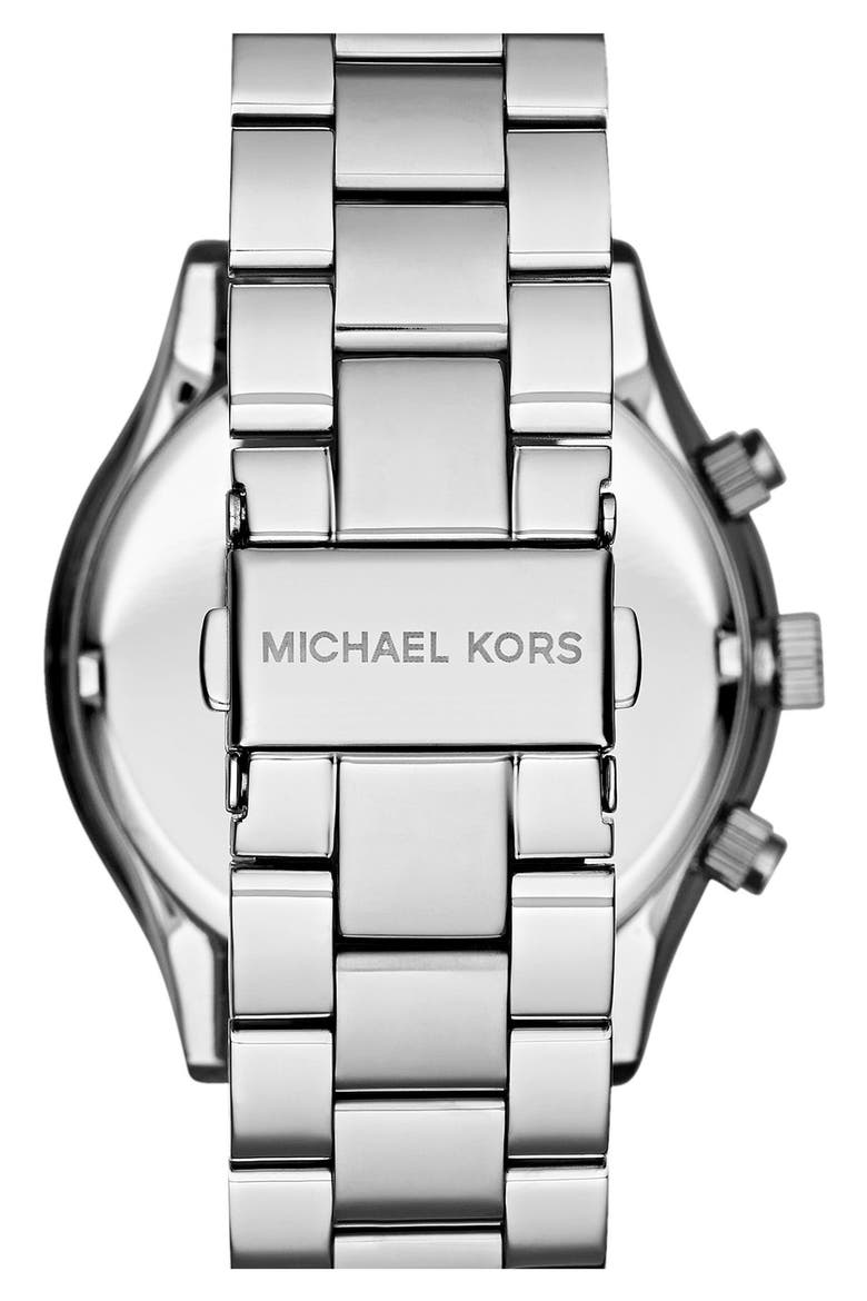 Michael Kors 'Slim Runway' Crystal Bezel Chronograph Bracelet Watch, 42mm (Nordstrom Exclusive), Alternate, color, SILVER