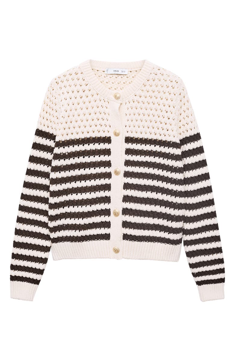 MANGO Stripe Openwork Cardigan, Alternate, color, 
