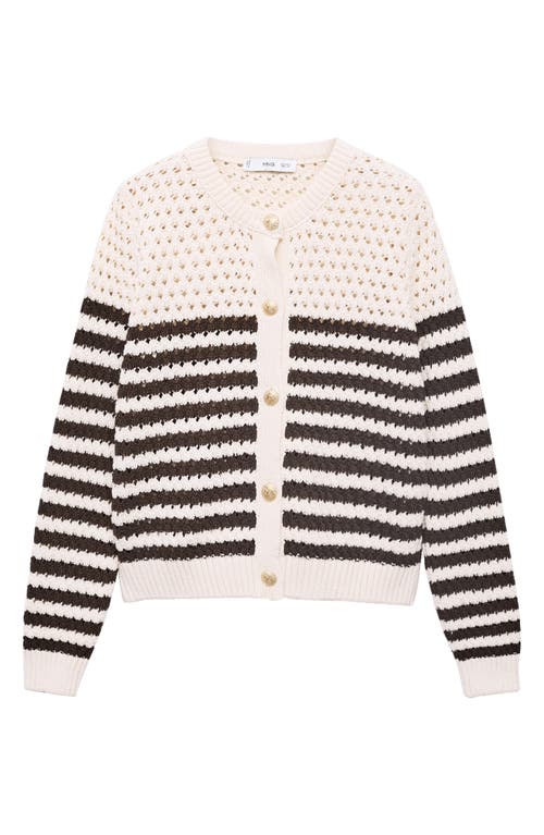 MANGO MANGO STRIPE OPENWORK CARDIGAN