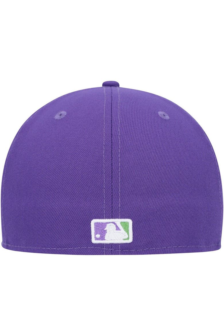 Men's New Era Purple Chicago Cubs Lime Side Patch 59FIFTY Fitted Hat, Alternate, color, Purple
