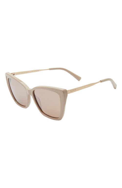 Diff Becky Ii 56mm Cat Eye Sunglasses In Brushed Gold/silver Flash