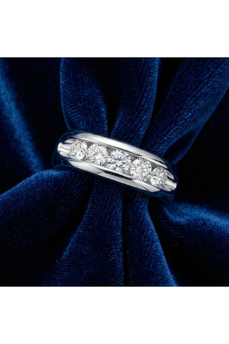3/4Ct Men's Diamond 5-Stone Wedding Ring Channel Set 10k Gold Lab Grown, Alternate, color, 10k Yellow Gold