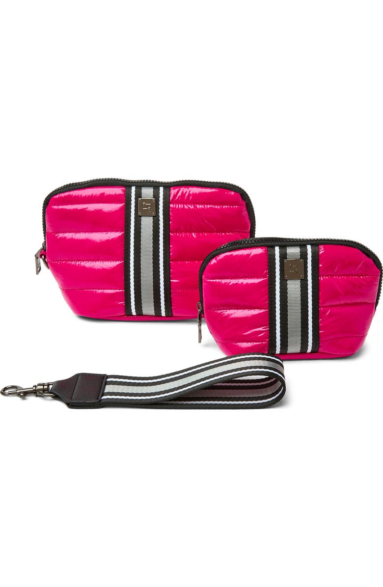 THINK ROYLN Double Stash Set of 2 Zip-Top Travel Pouches, Alternate, color, Glossy Fuchsia