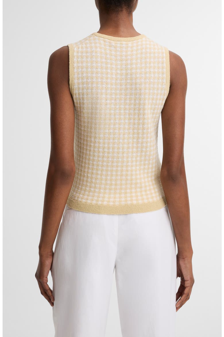 Gingham Check Sleeveless Wool & Cotton Blend Sweater, Alternate, color, OFF WHITE/ MAIZ
